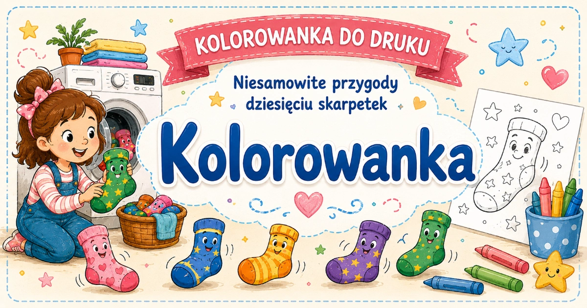 Kolorowanka: Niesamowite przygoty 10 skarpetek