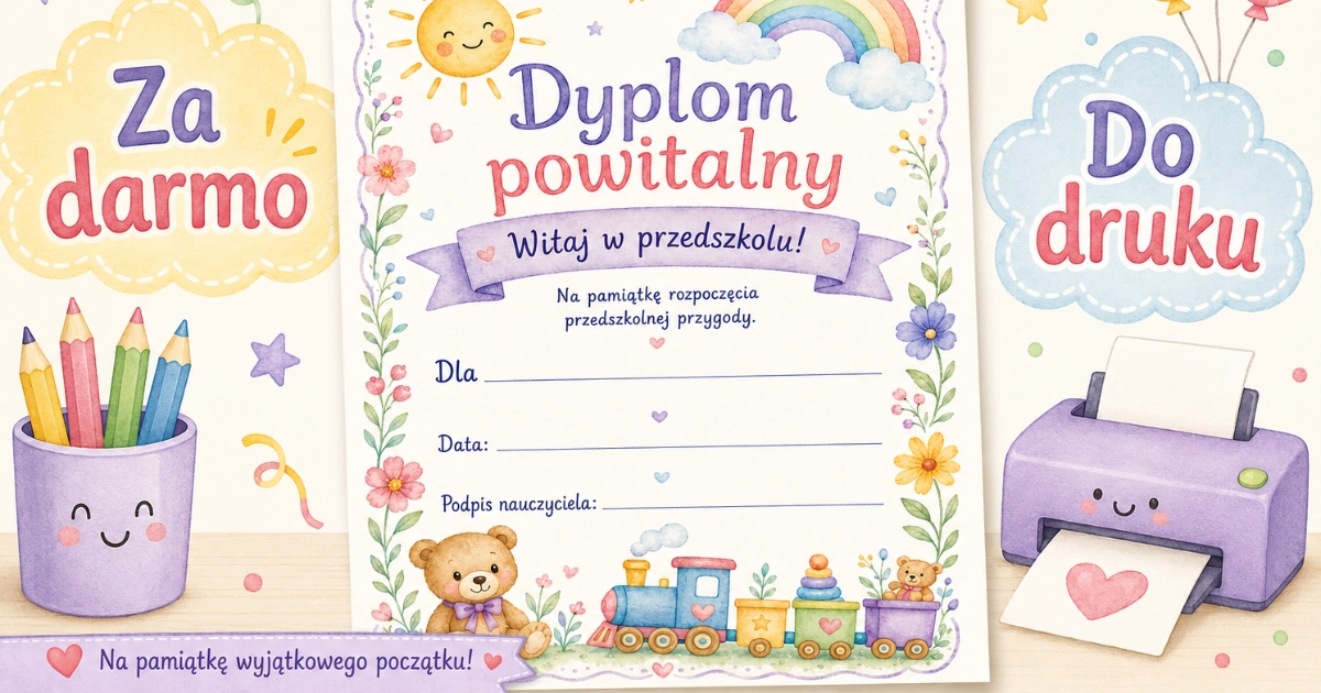 Dyplom powitalny do przedszkola - Witaj w przedszkolu 38