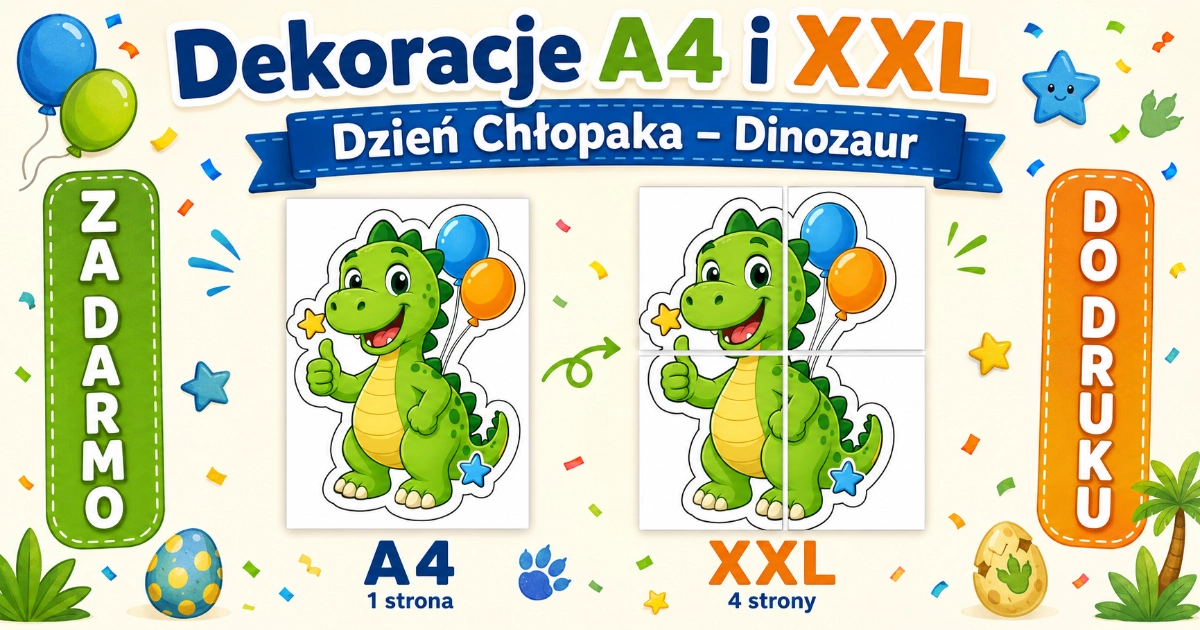 Wesoły dinozaur na Dzień Chłopaka