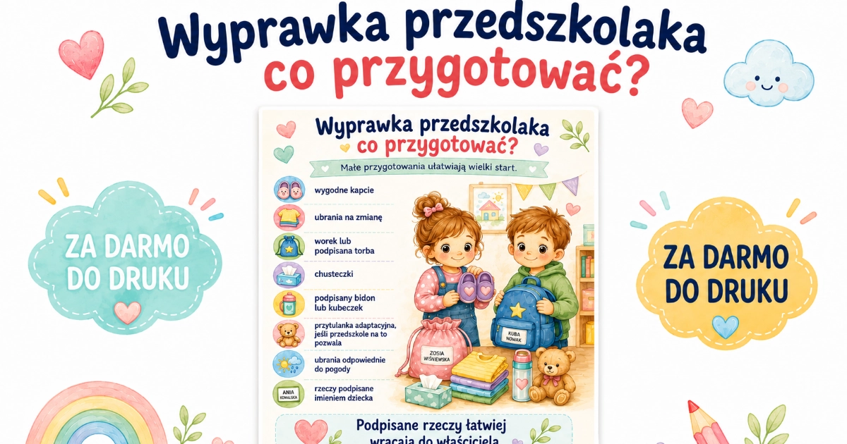 Plakat do druku: Wyprawka przedszkolaka