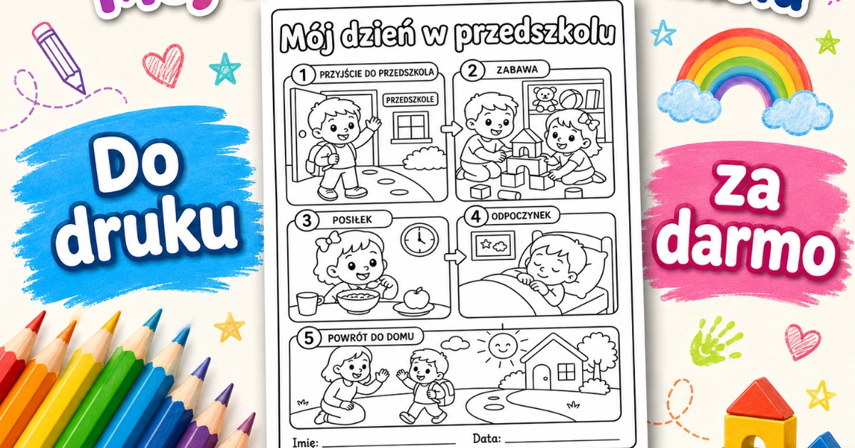 Kolorowanka do druku: Mój dzień w przedszkolu 38