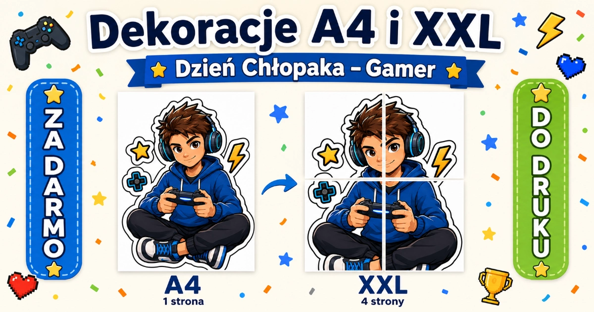 Gamer z kontrolerem na Dzień Chłopaka