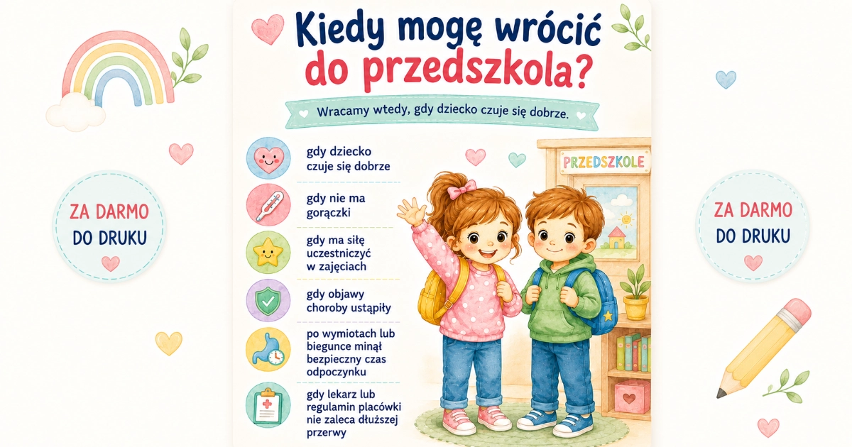 Plakat do druku: Kiedy mogę wrócić do przedszkola?
