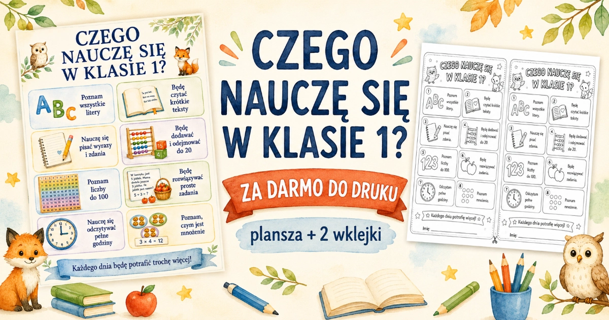 Czego nauczę sie w klasie 1: Wklejki do druku