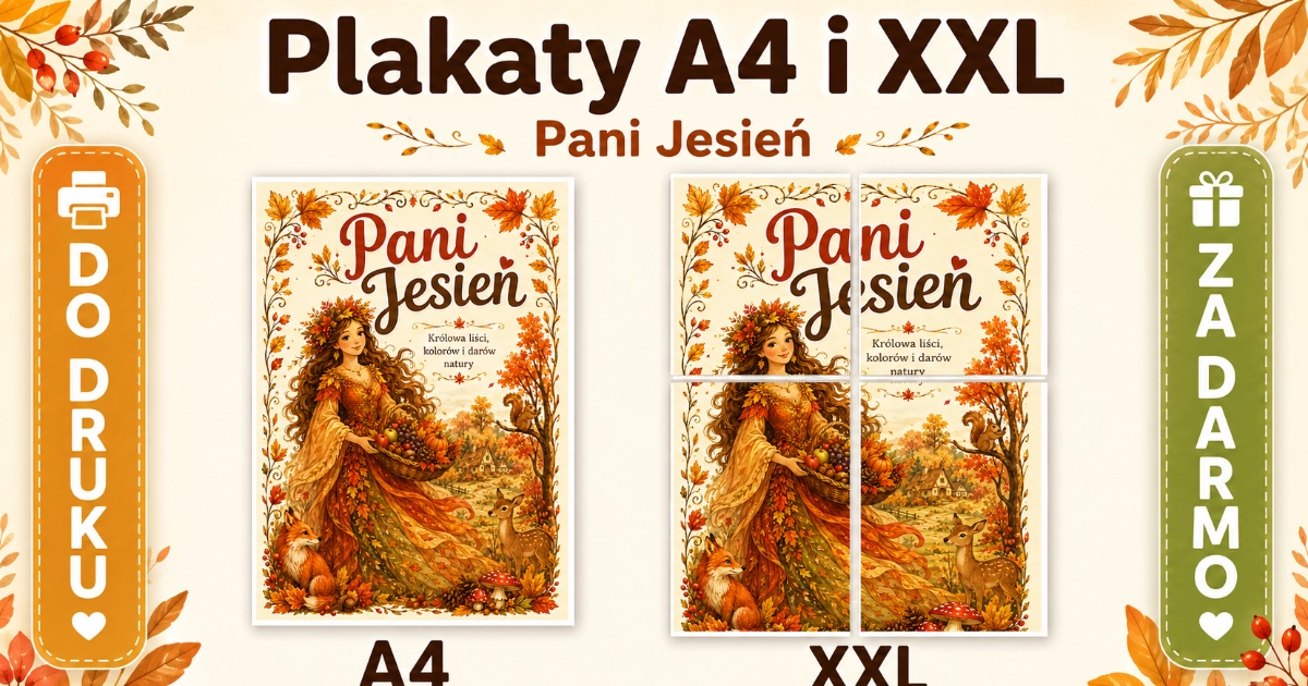 Plakat Pani Jesień A4 i XXL do druku Plakat A4 i XXL do druku: Pani Jesień 38