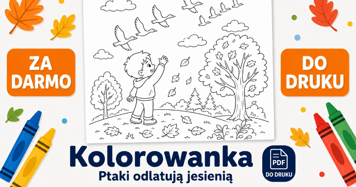 Kolorowanka do druku: Ptaki odlatują jesienią
