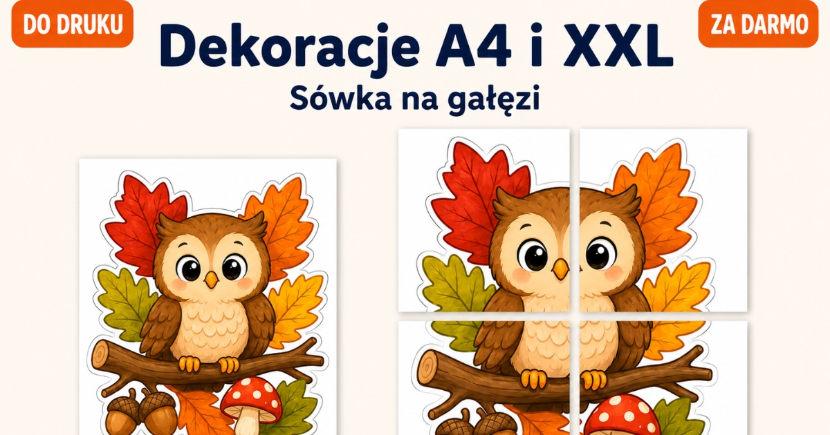 Dekoracje A4 i XXL: Sówka na gałęzi
