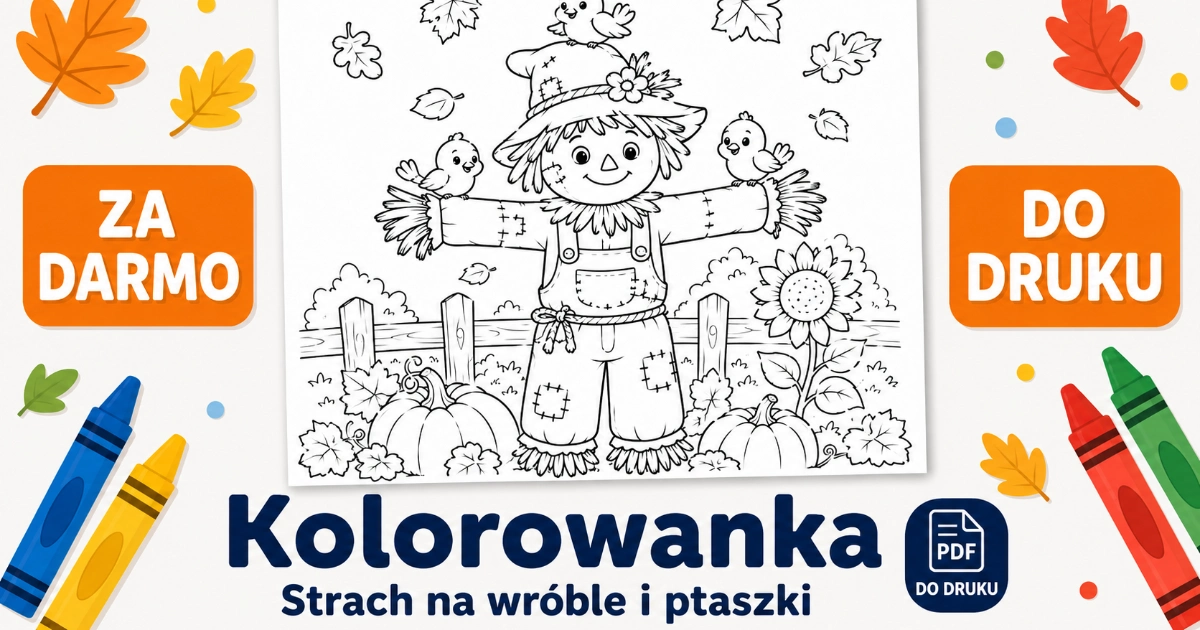 Kolorowanka do druku: Strach na wróble i ptaszki