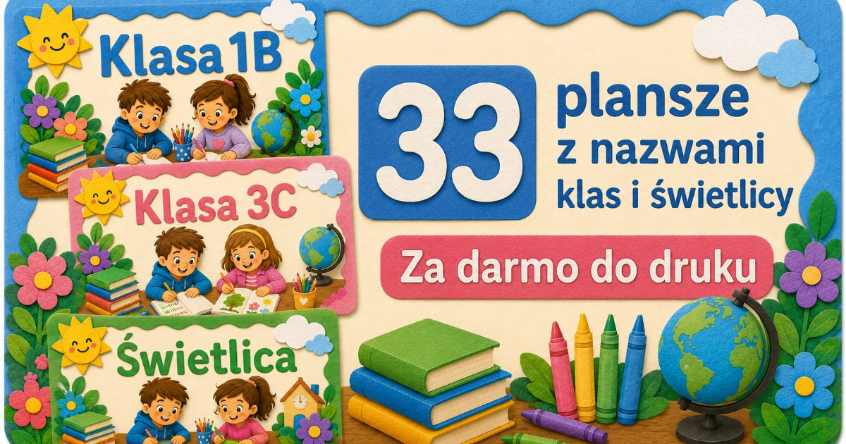 Plakaty do druku: wizytówki klas (0, 1, 2, 3)