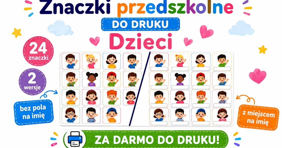 Znaczki przedszkolne do druku - Dzieci 38