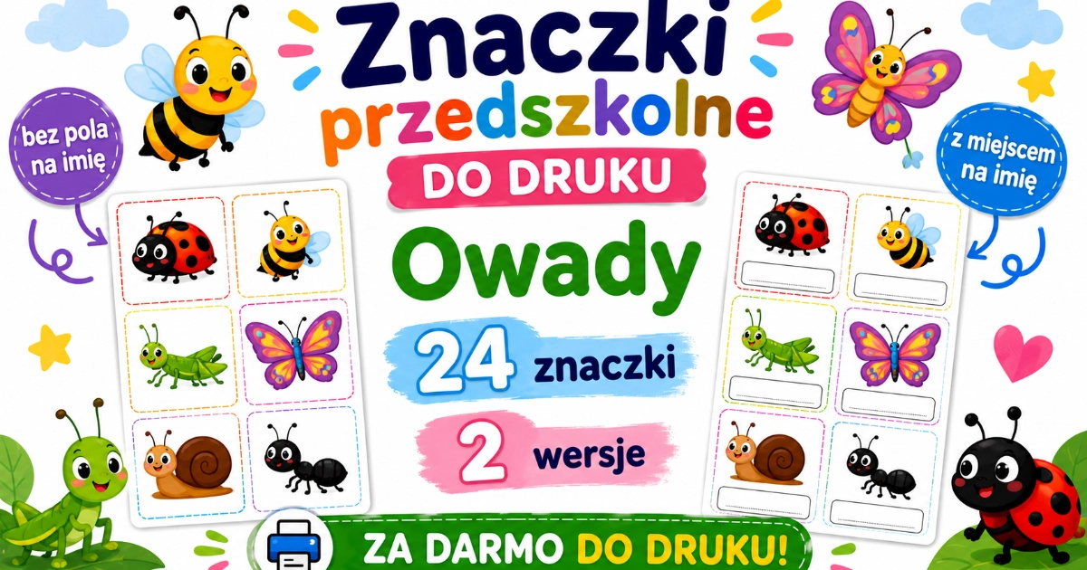 ZnaczkiOwady Znaczki przedszkolne do druku - Owady 38
