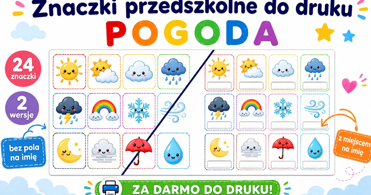 Znaczki przedszkolne do druku - Pogoda 38
