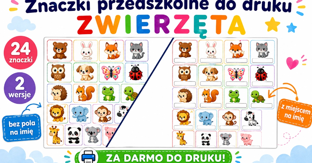 ZnaczkiZwierzeta Znaczki przedszkolne do druku – Zwierzęta 38