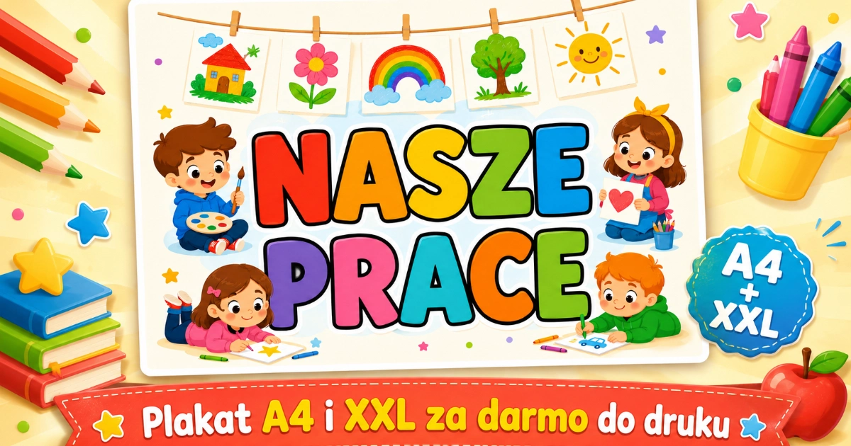 Plakat A4 i XXL do druku: „Nasze prace” z dziećmi