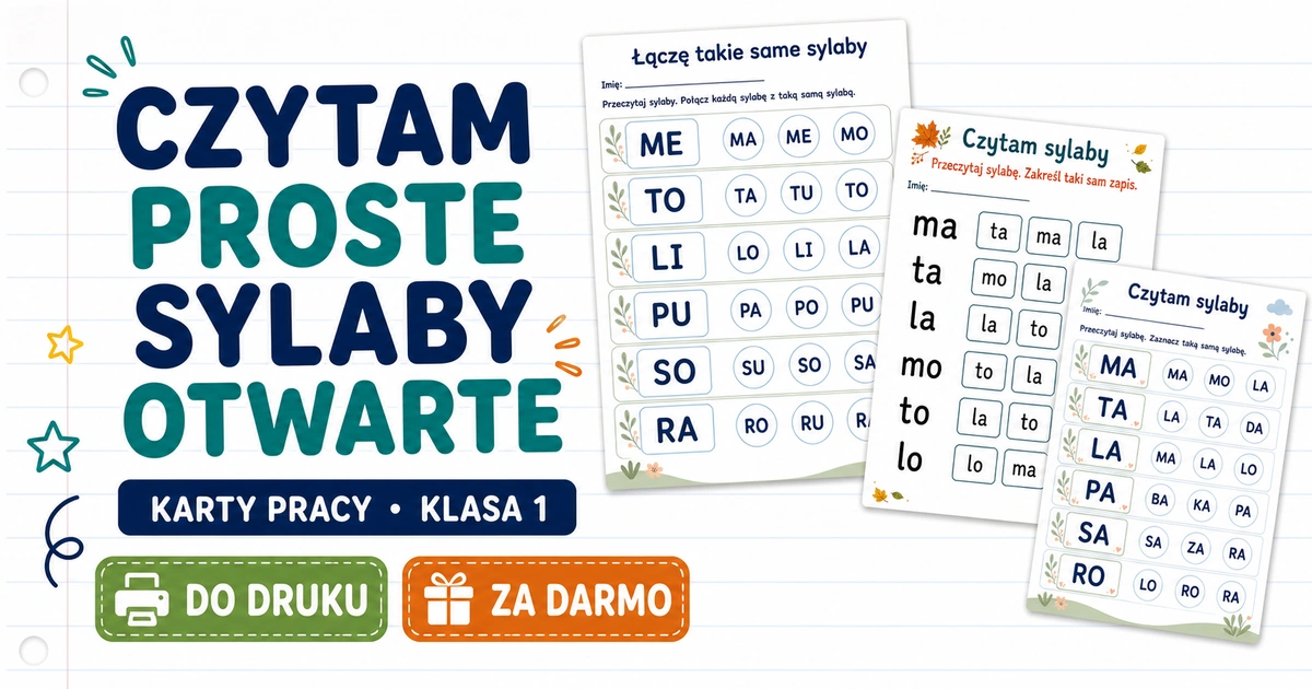 Karty pracy: Czytam proste sylaby otwarte