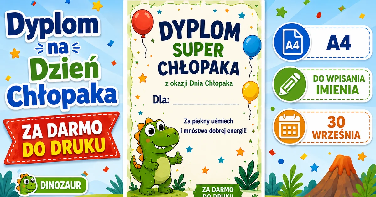 Dyplom Super Chłopaka z dinozaurem 38