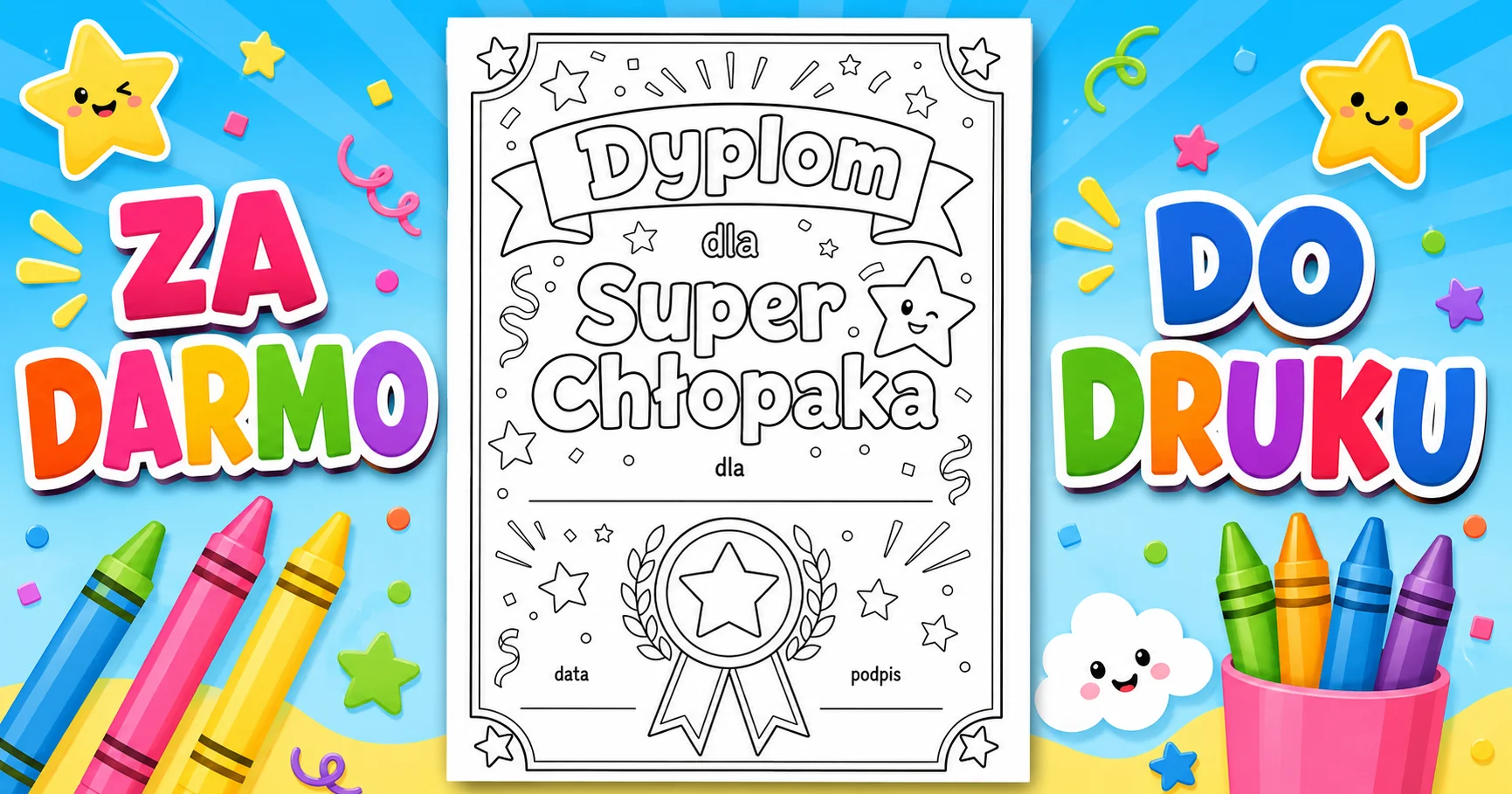 Dyplom dla Super Chłopaka do kolorowania