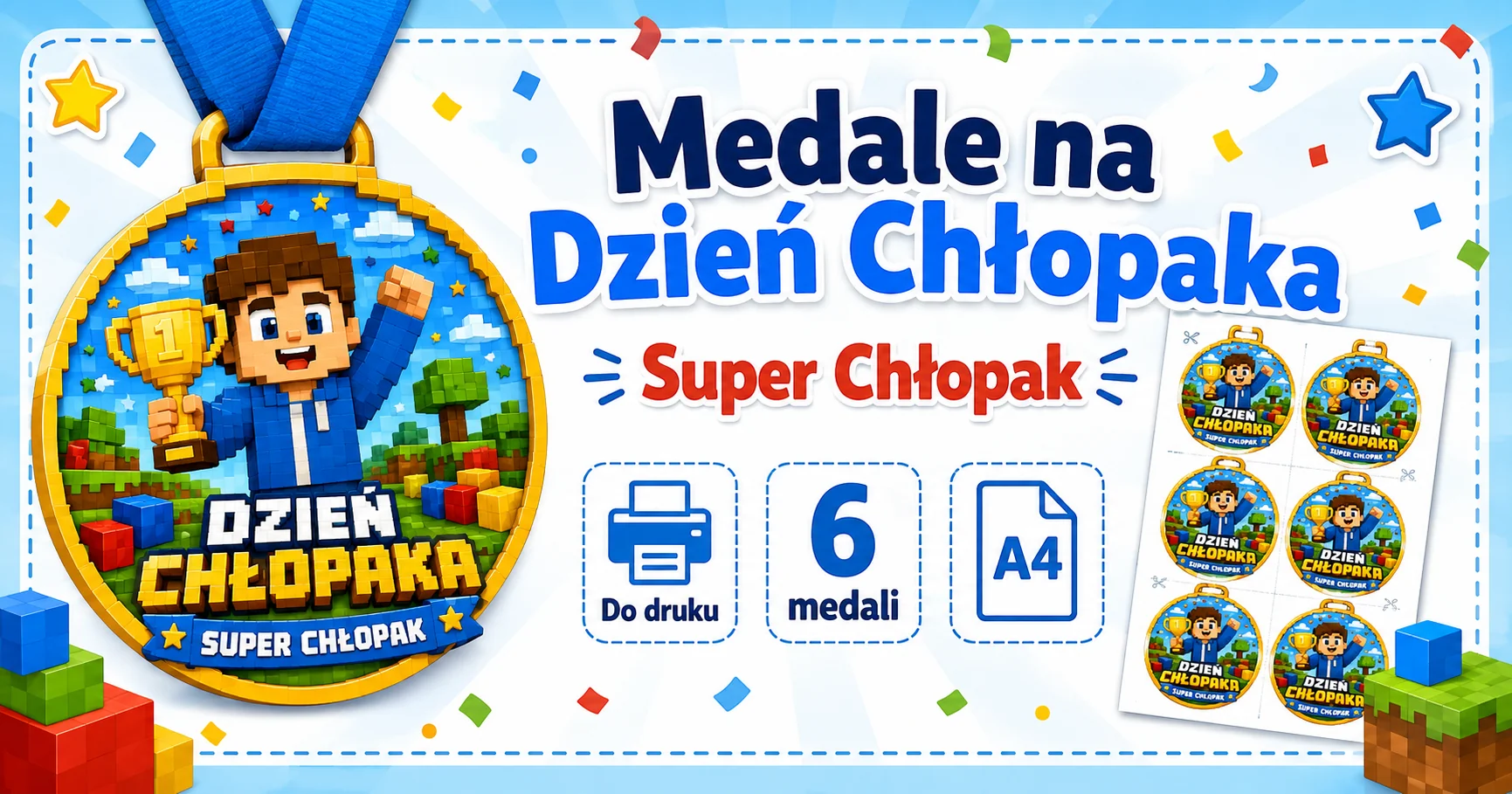 Super Chłopak w klockowym stylu