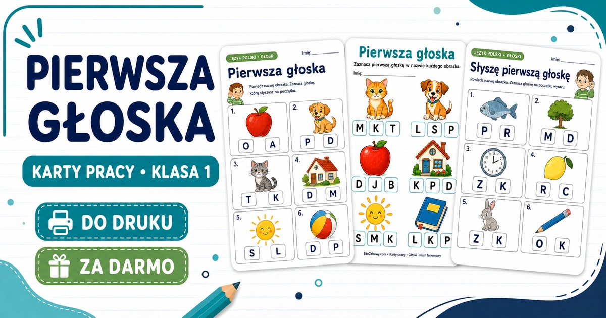 Karty pracy: Pierwsza głoska — słucham i wybieram
