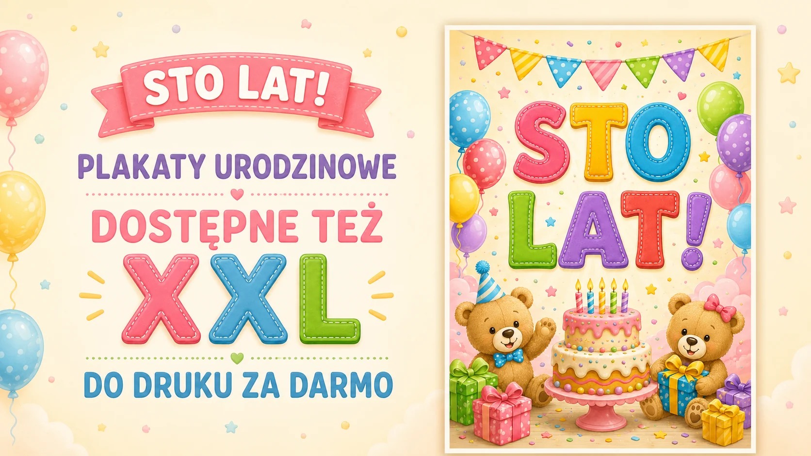 Plakat „Sto lat!” – urodzinowy plakat do druku