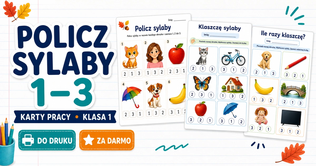 Karty pracy: Policz sylaby w wyrazach