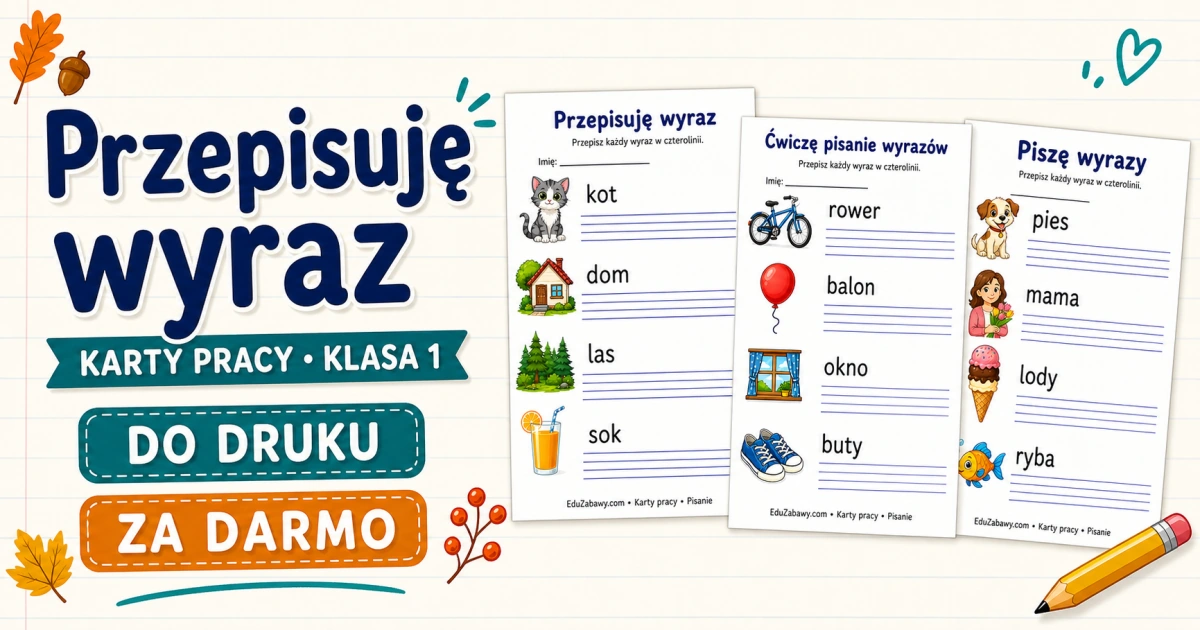 Karty pracy: Przepisuję wyraz w liniaturze 38