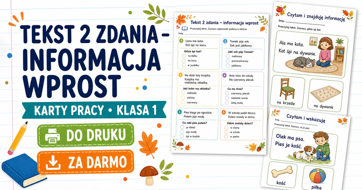 Karty pracy: Czytam krótki tekst i odpowiadam 38