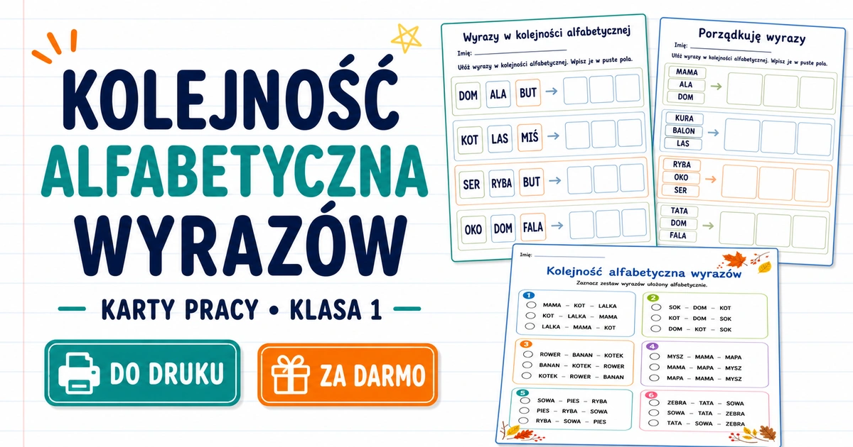 Karty pracy: Kolejność alfabetyczna wyrazów