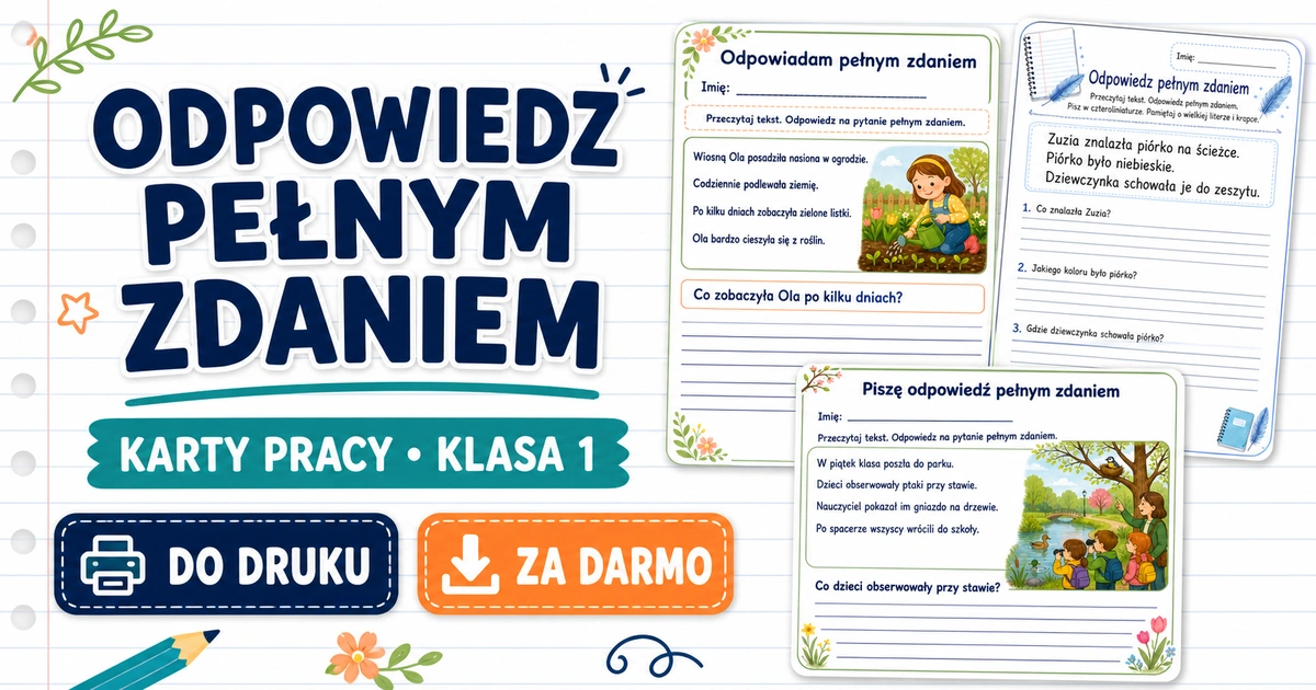 Karty pracy: Odpowiedz pełnym zdaniem