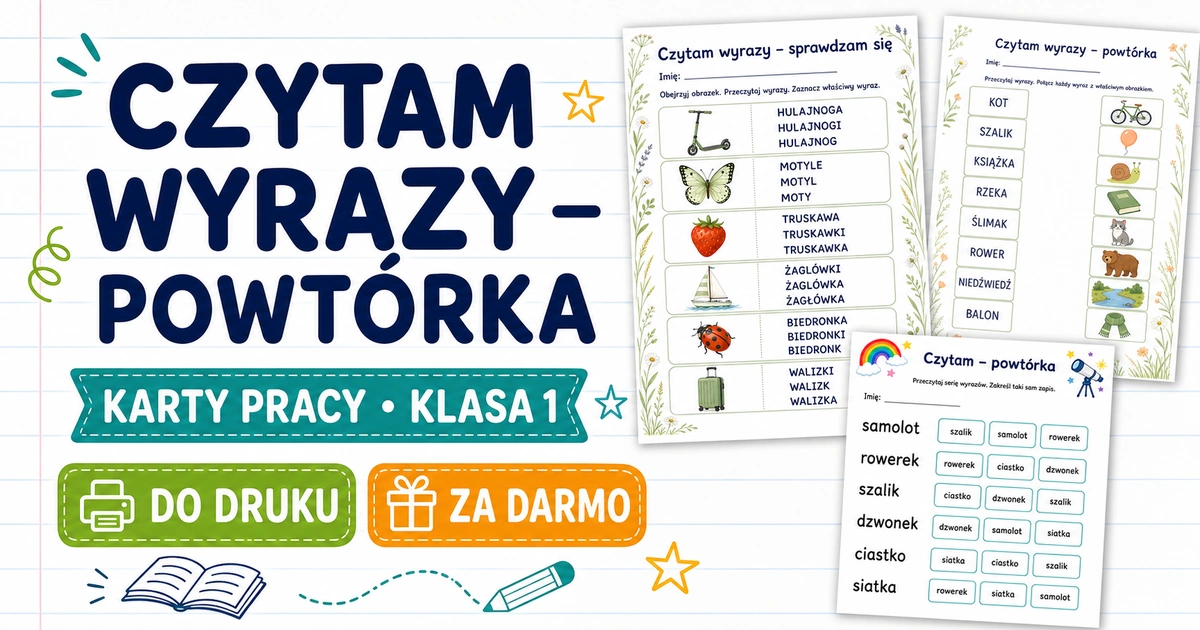 Karty pracy: Czytam wyrazy całorocznie – powtórka