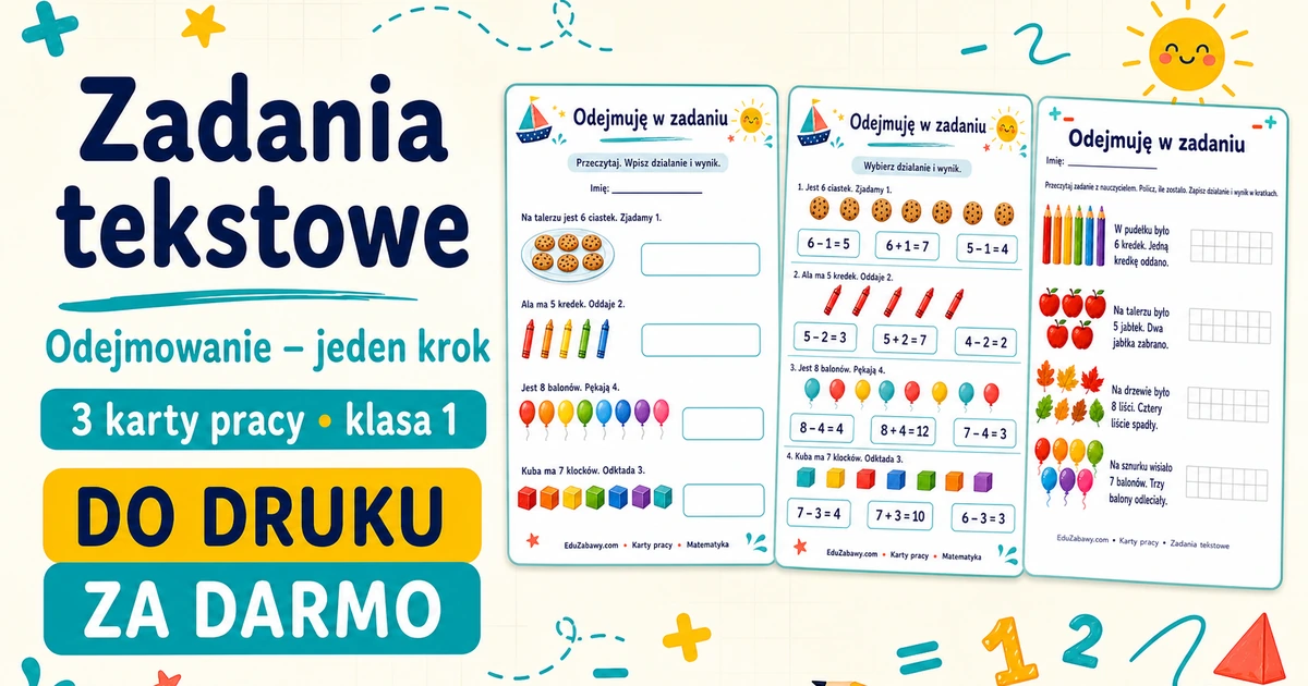 Karty pracy: Odejmuję w zadaniu