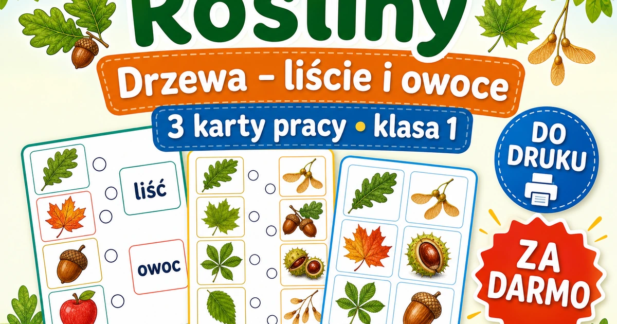 Karty pracy: Drzewa: liście i owoce