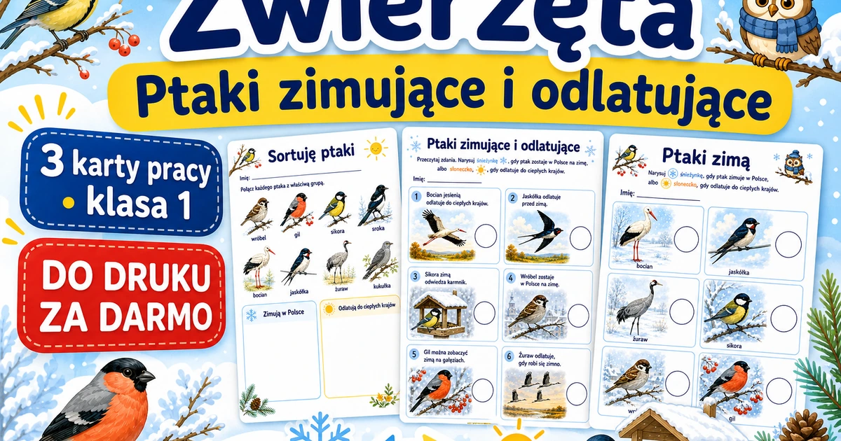 Karty pracy: Ptaki zimujące i odlatujące