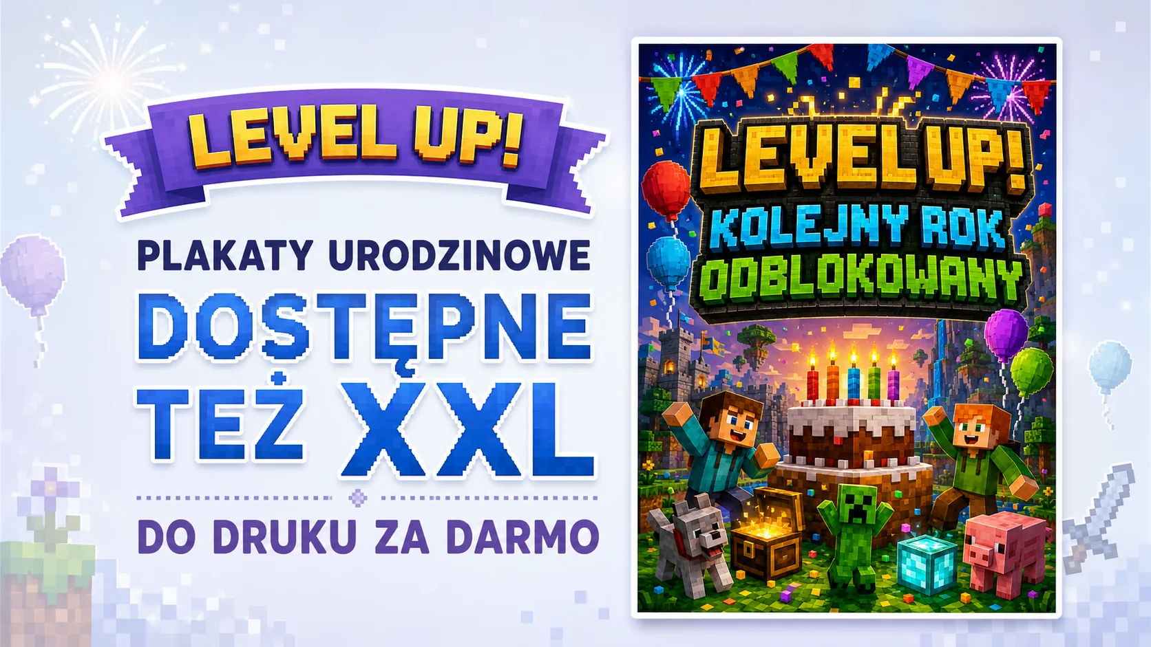 Plakat „Level up! Kolejny rok odblokowany”