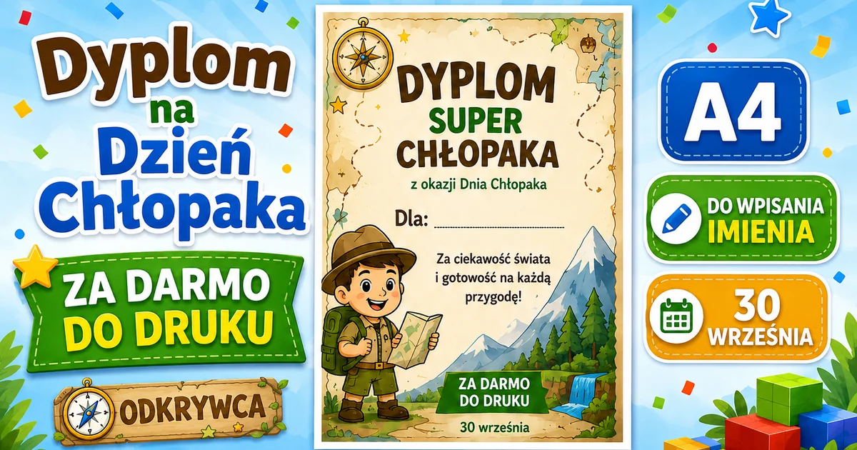Dyplom Super Chłopaka dla odkrywcy