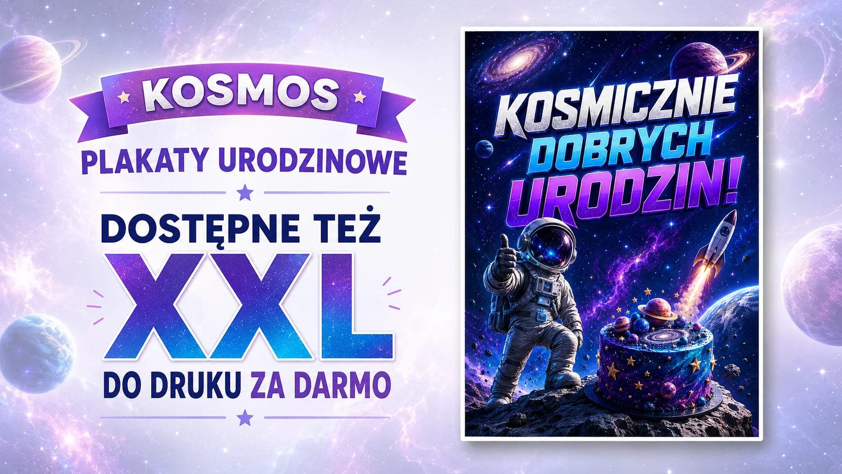 Plakat „Kosmicznie dobrych urodzin!”
