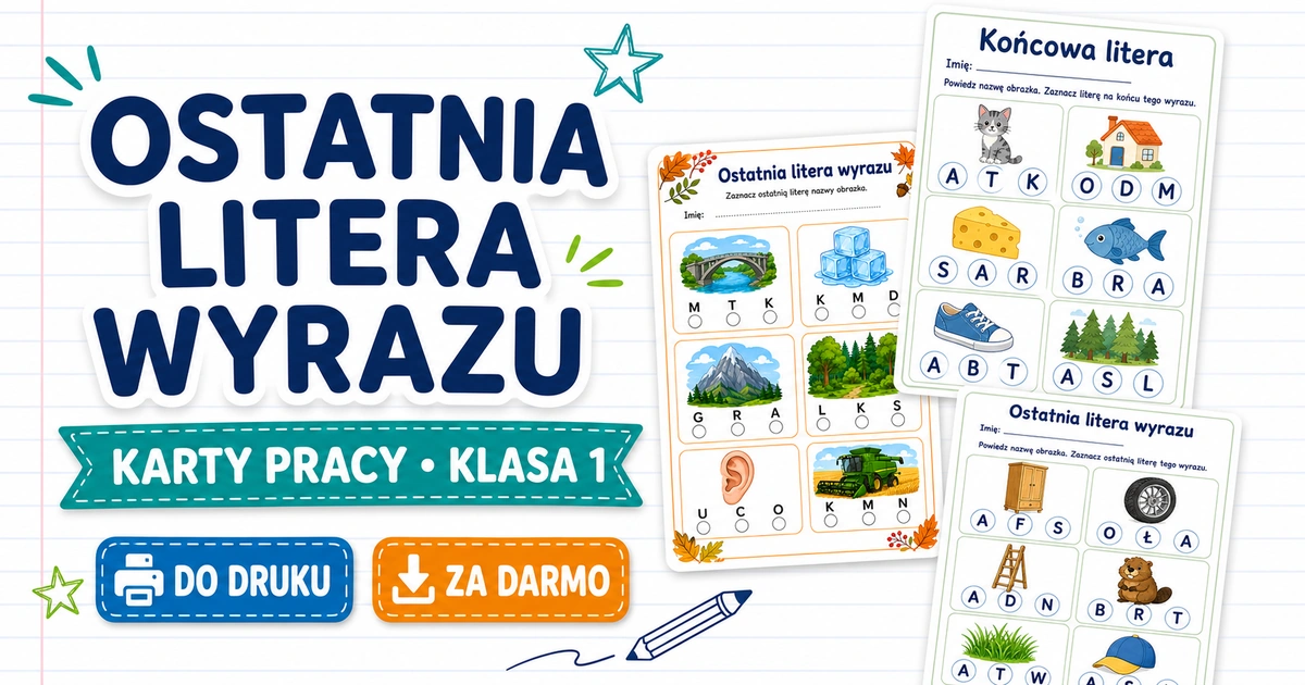 Karty pracy: Ostatnia litera wyrazu
