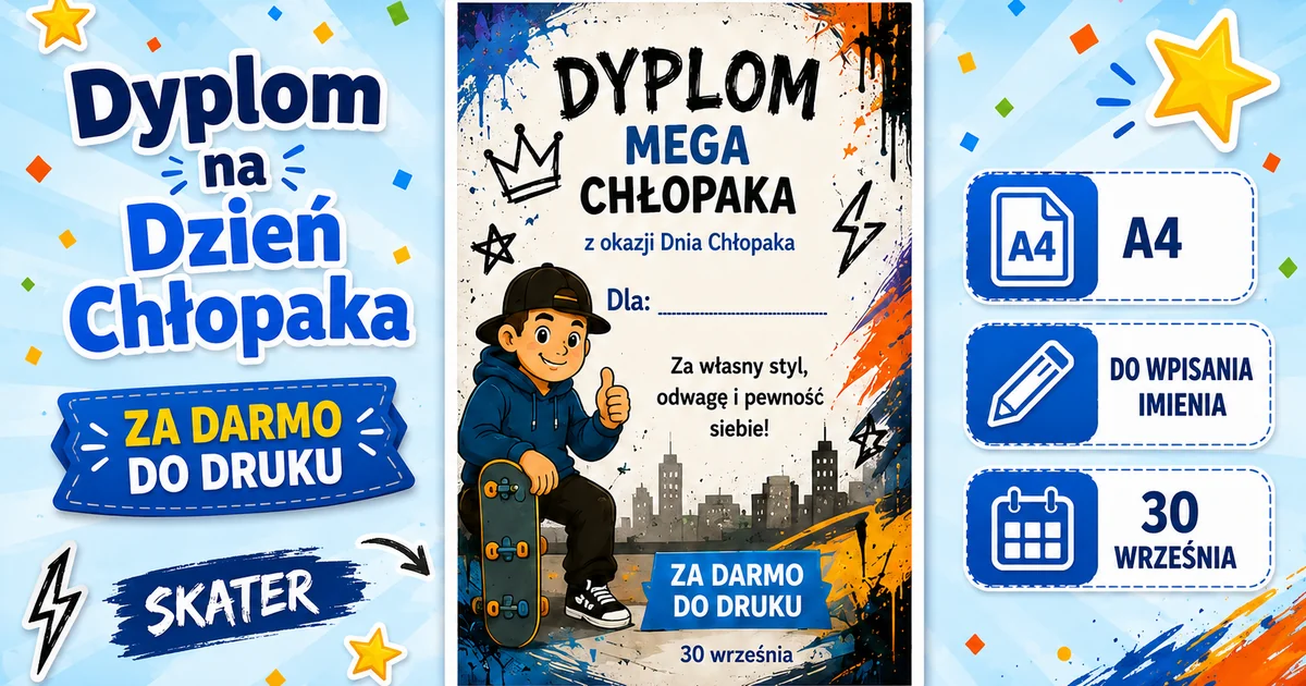 Dyplom Mega Chłopaka ze skaterem