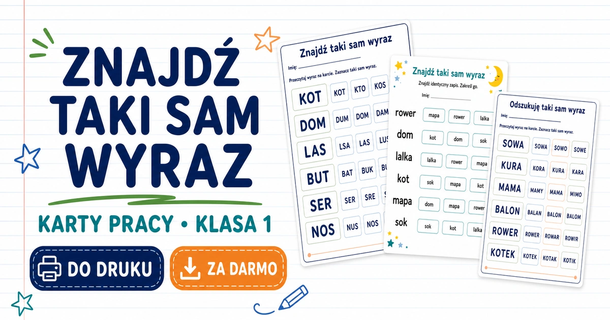 Karty pracy: Znajdź taki sam wyraz