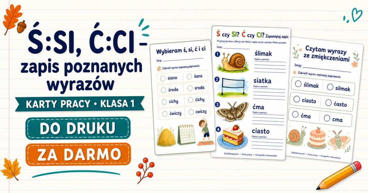 Ś/SI, Ć/CI – zapis poznanych wyrazów