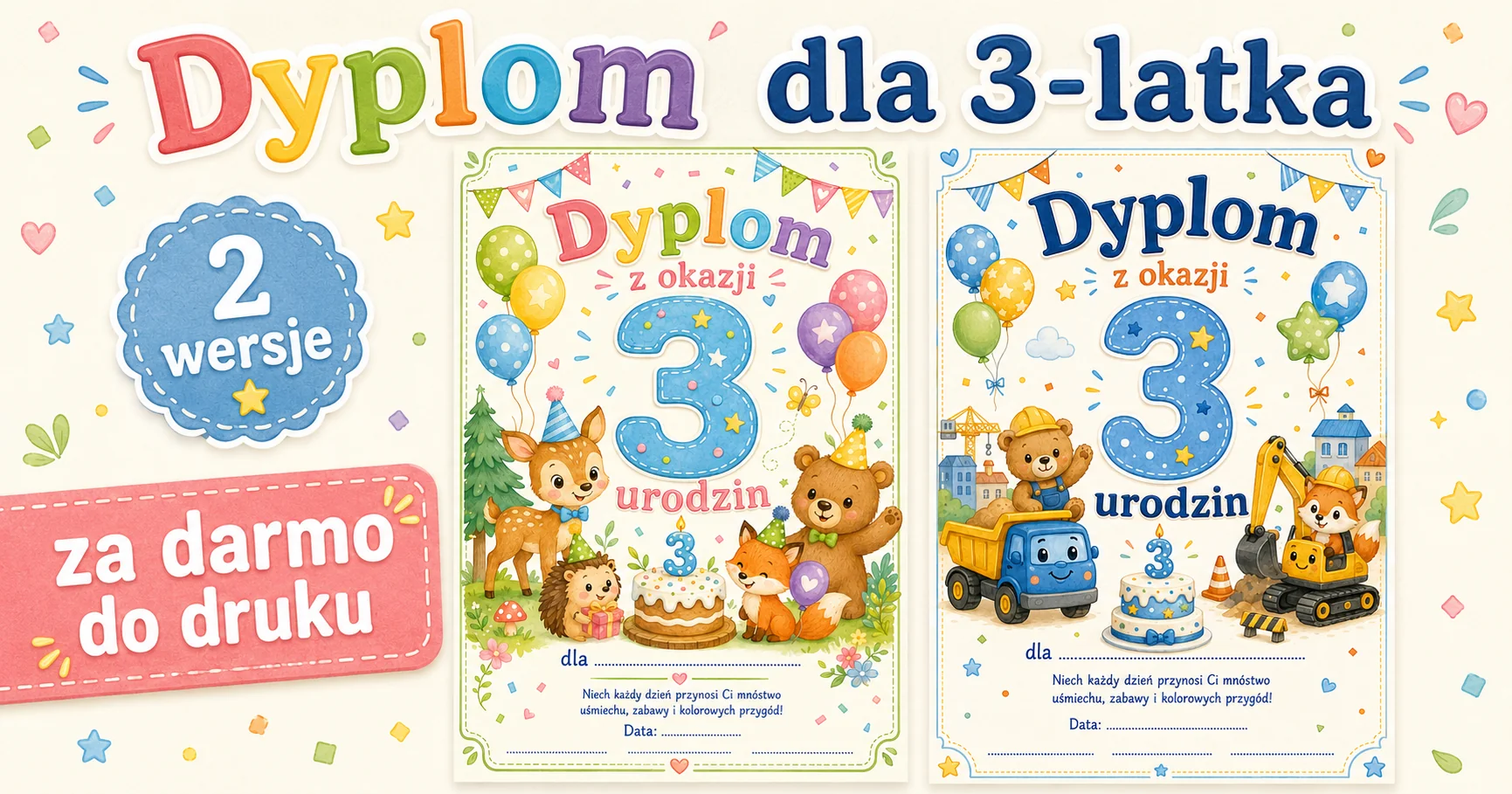Dyplom dla 3-latka do druku