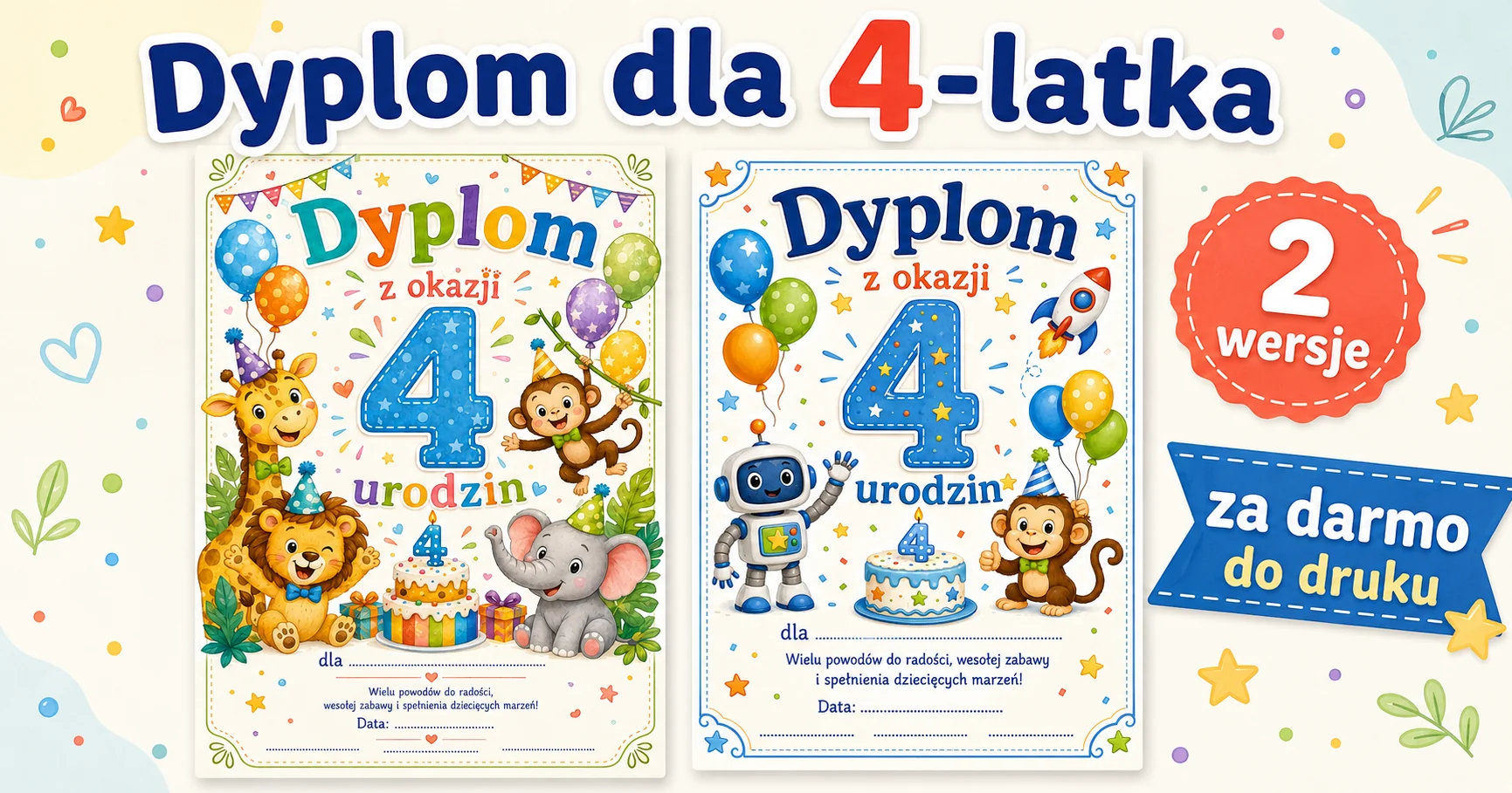 Dyplom dla 4-latka do druku