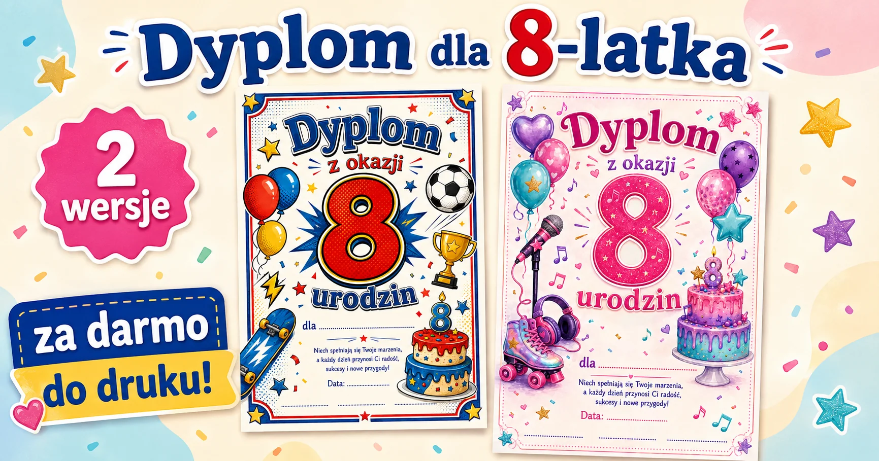 Dyplom dla 8-latka do druku
