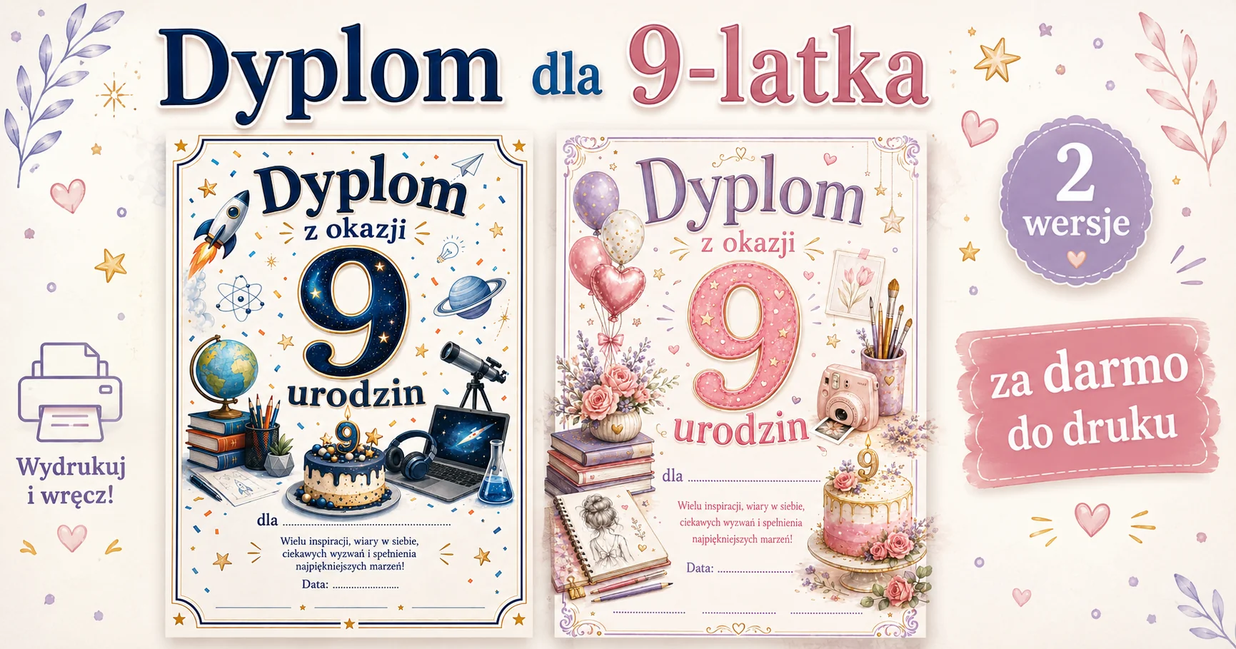 Dyplom dla 9-latka do druku