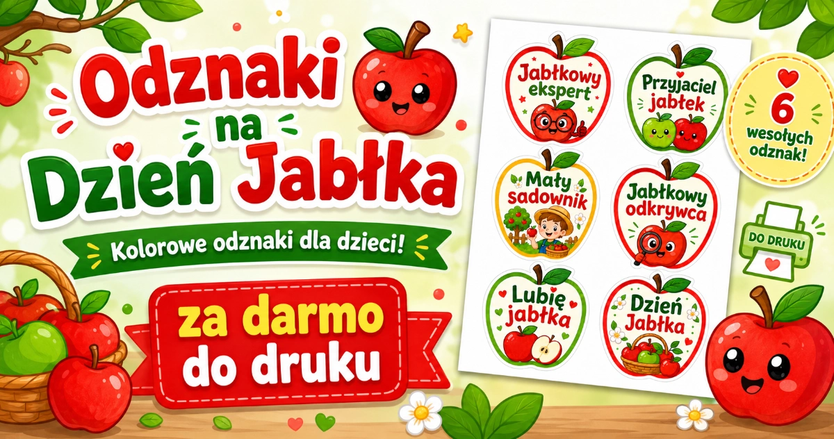 Odznaki na Dzień Jabłka do druku za darmo 