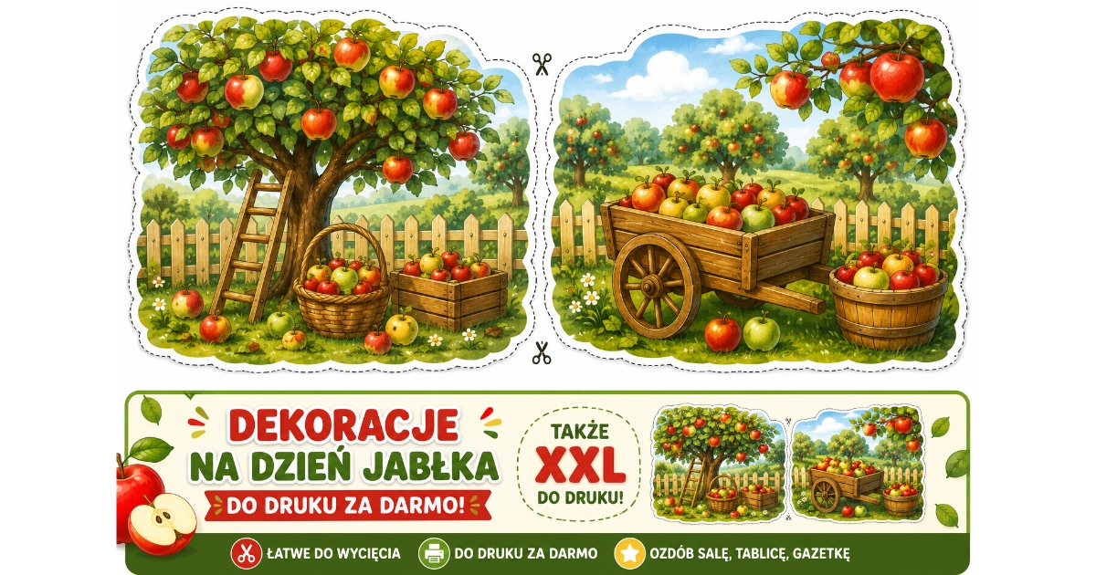 Dekoracje A4 i XXL: Jabłkowy sad