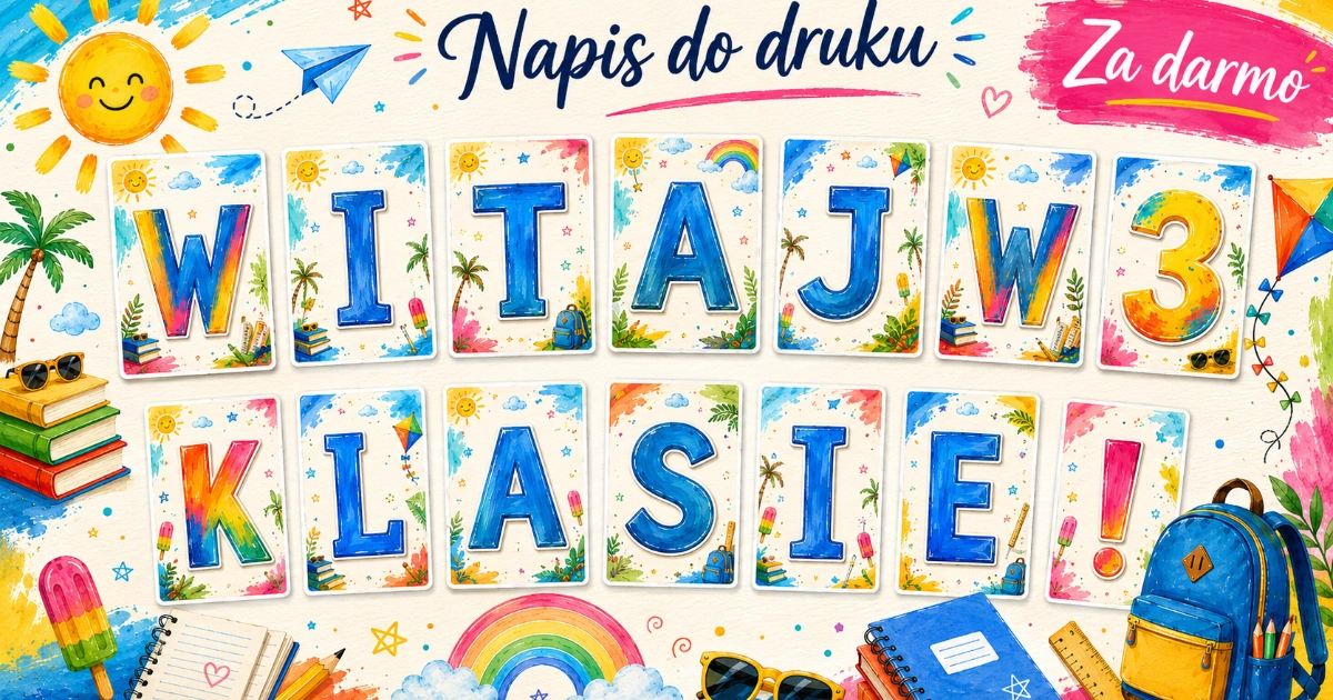 Dekoracyjny napis do druku: Witajcie w 3 klasie!