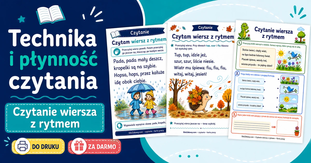 Karty pracy: Czytanie wiersza z rytmem