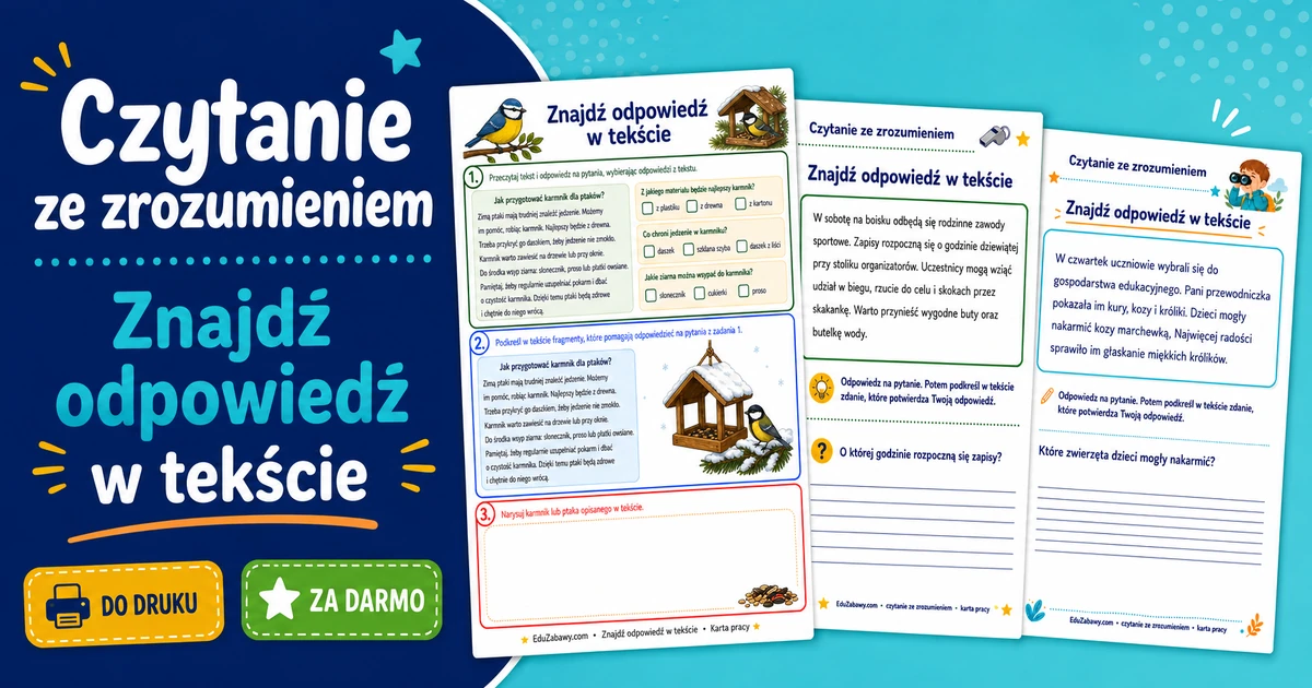Karty pracy: Znajdź odpowiedź w tekście