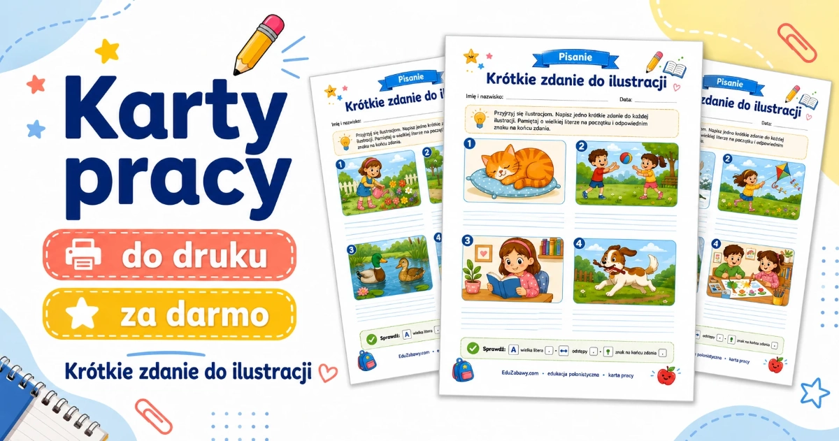 Karty pracy: Pisanie krótkiego zdania do ilustracji